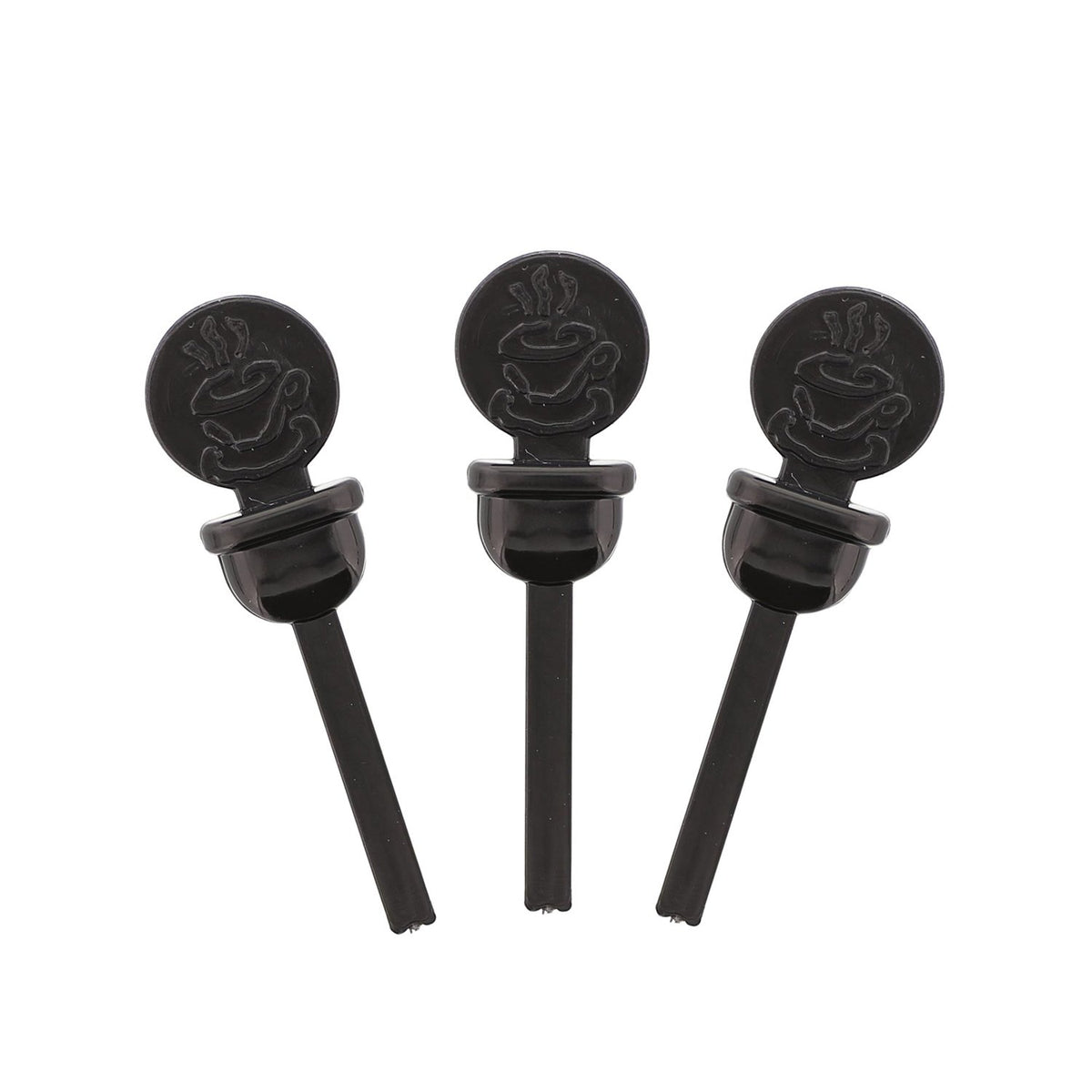 Royal StixToGo black circle plug fits dome lid sipping hole, reducing spills.
