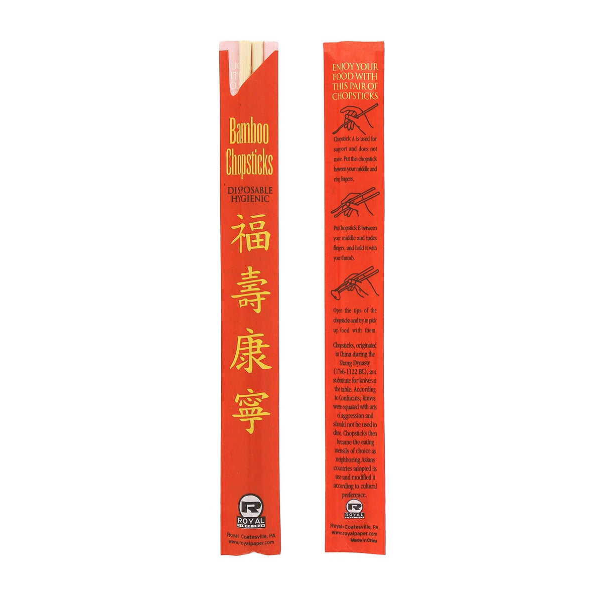 Royal Premium UV-treated bamboo chopsticks ensuring a smooth, splinter-free dining experience.