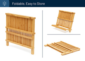 RoyalHouse bamboo dish rack drying-slats promote quick air-drying of dishes.