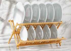 RoyalHouse bamboo dish rack compact storage for small spaces.