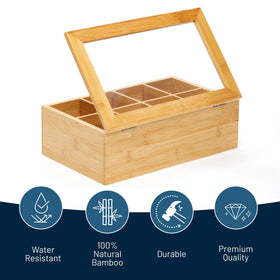 RoyalHouse bamboo organizer with eight compartments for tea bags