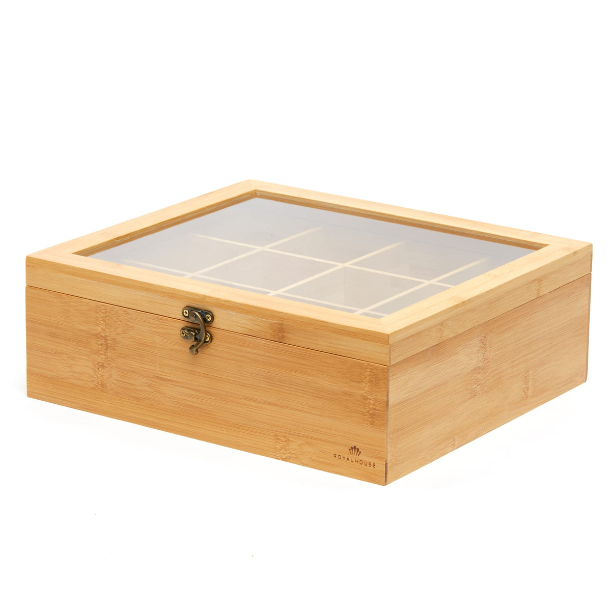 RoyalHouse bamboo tea storage multi-use design fits crafts, spices, and small accessories.