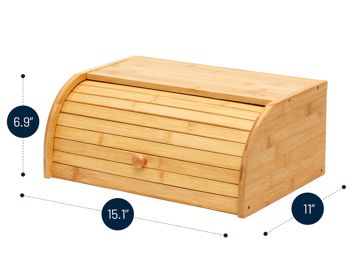 RoyalHouse bamboo bread box displayed on a countertop