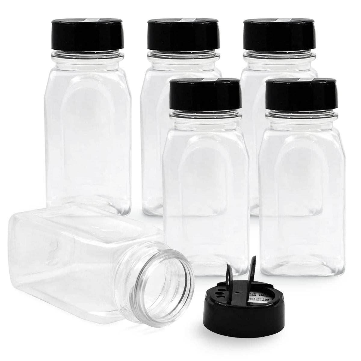 RoyalHouse 6 pack spice jars front view for organized pantry storage