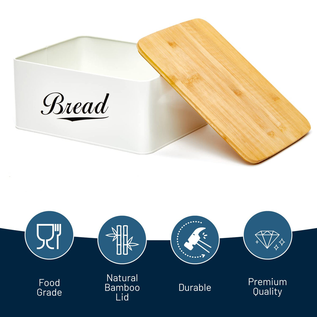 RoyalHouse bread box holding two loaves with extra space.