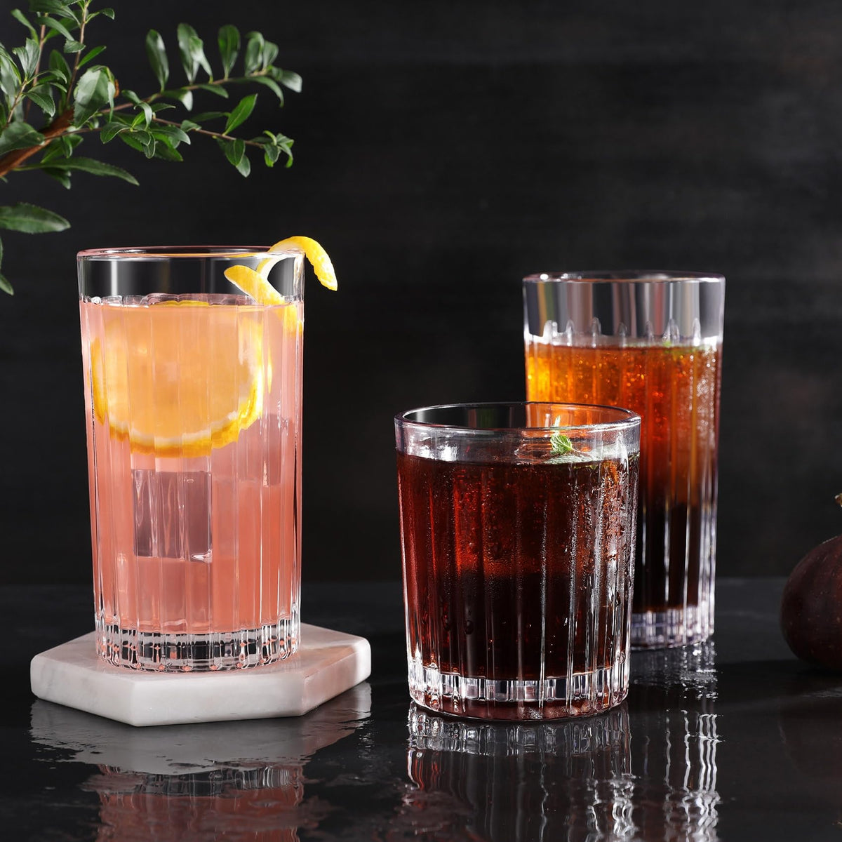 Versatile use for water, cocktails, and mixed drinks with Royalrose VertiLine highball glasses