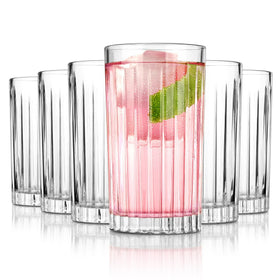 Royalrose VertiLine highball glass 6pc set on display for versatile entertaining