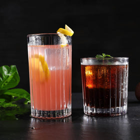 13.5oz capacity showcased in Royalrose VertiLine mojito glass for generous pours