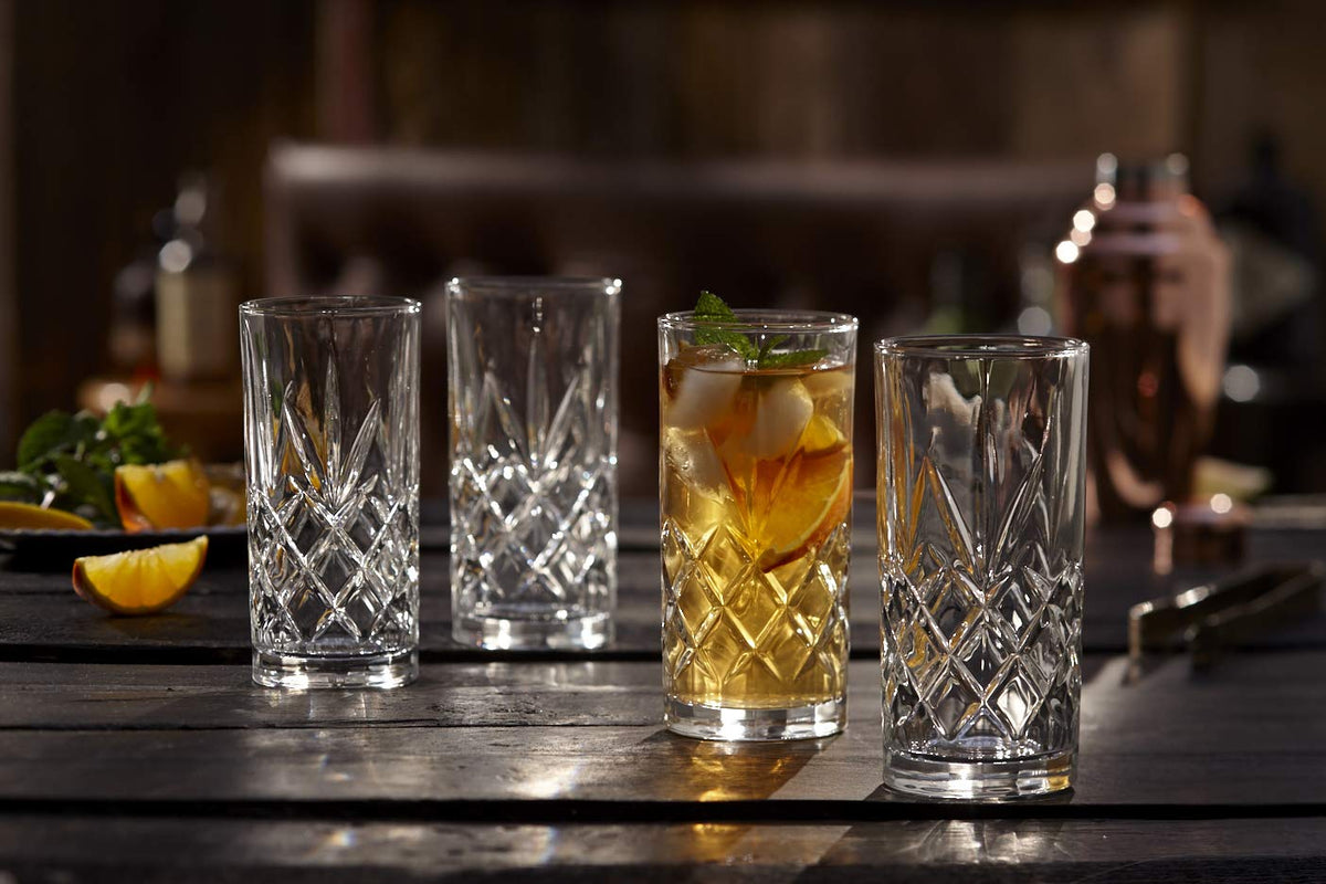 Royalty Art Kinsley wrap-around texture highball adds refined style to beverages.