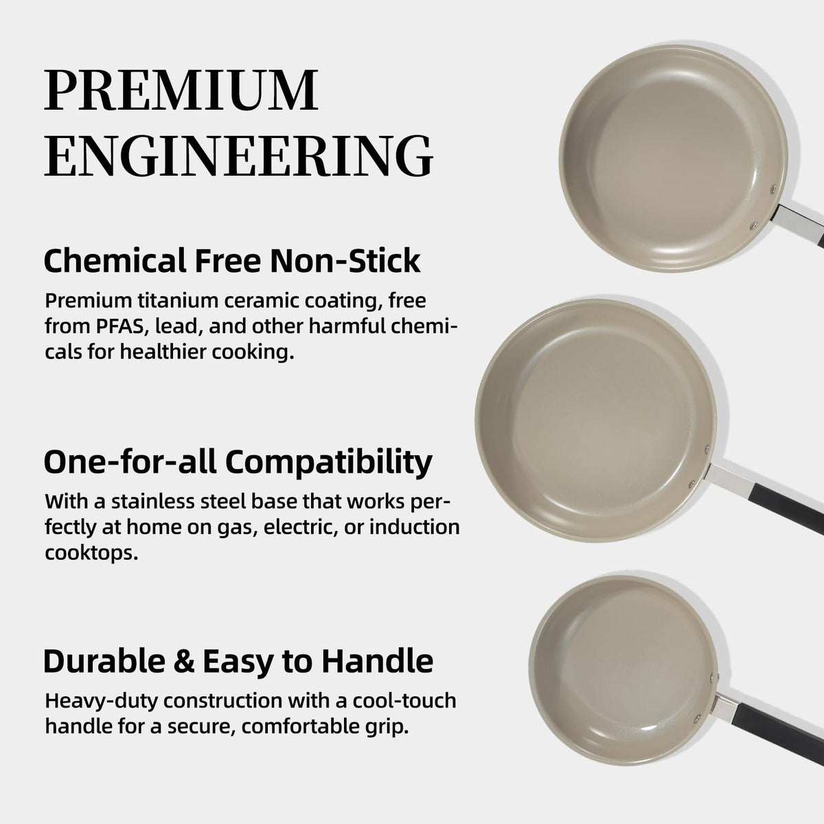 Roydx titanium ceramic non-stick surface stays durable and PTFE-free