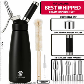 ROYLO GLOBE brushes clean nozzle and dispenser for hygiene.