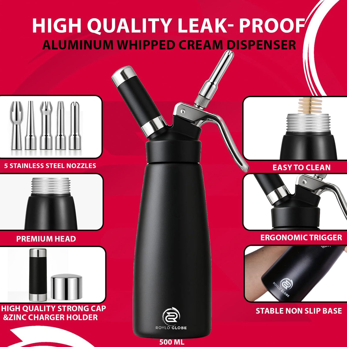 ROYLO GLOBE dust cap protects the head when stored.