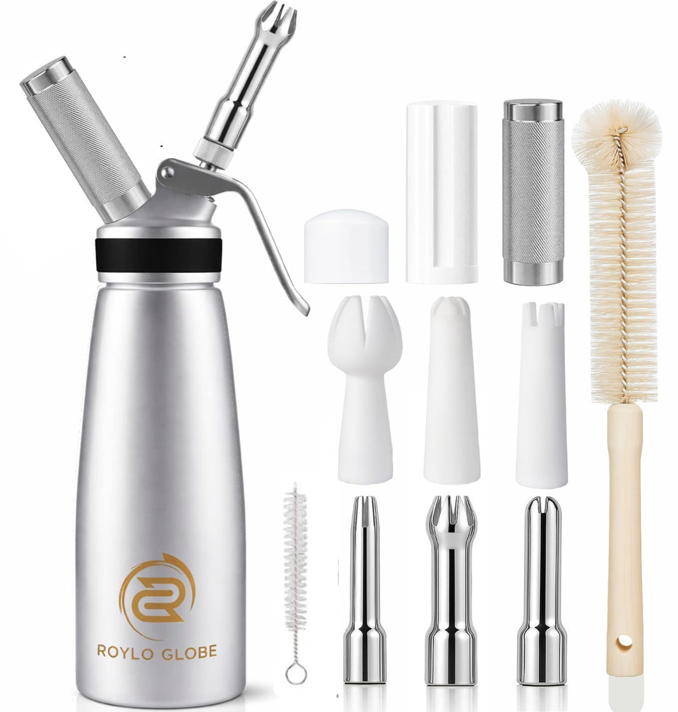 ROYLO GLOBE professional whipped cream dispenser head for smooth whipping.