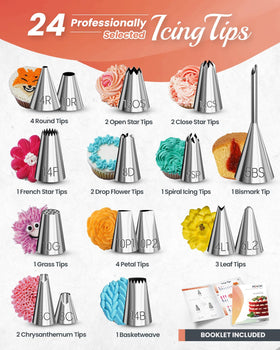 RFAQK 24 numbered icing tips enabling precise piping designs.