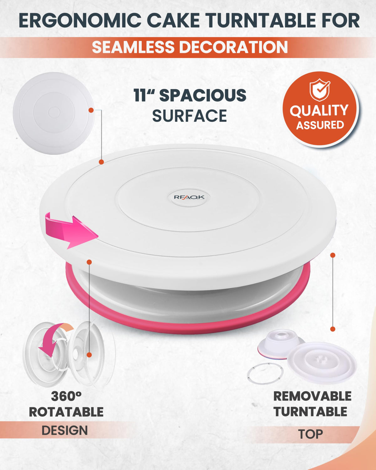 RFAQK cake leveler aids in creating uniform cake layers.