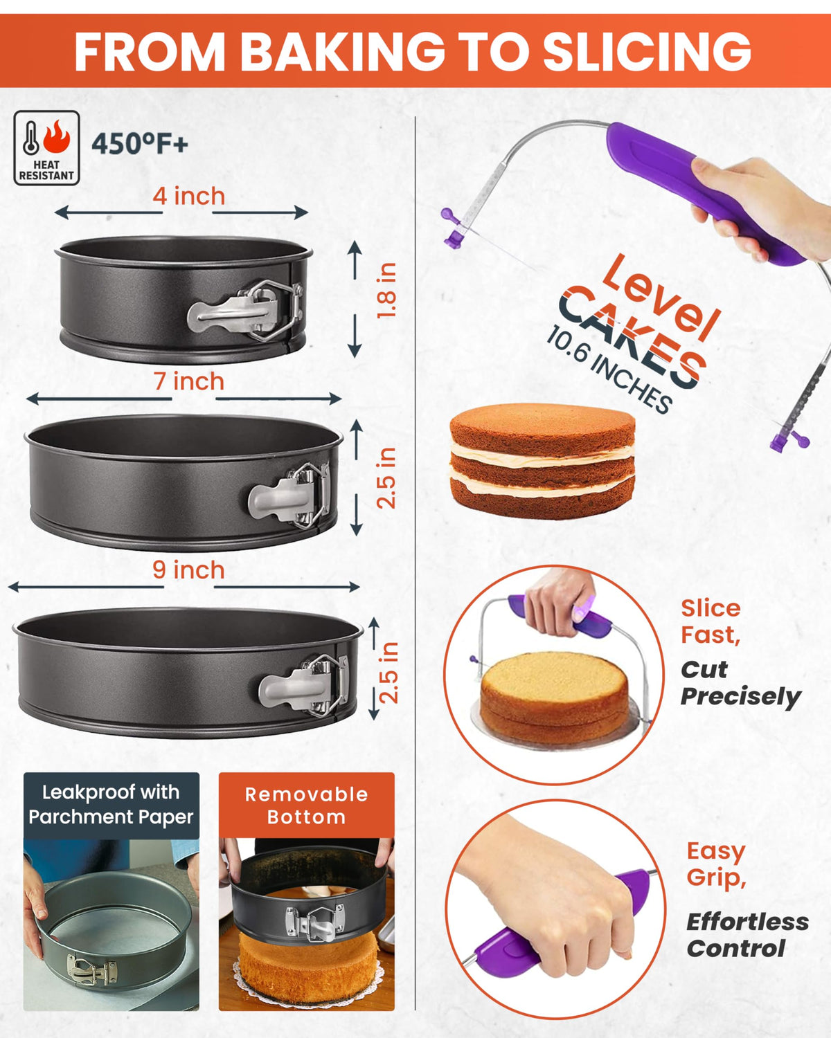 RFAQK cake turntable stand with non-slip base for smooth icing.