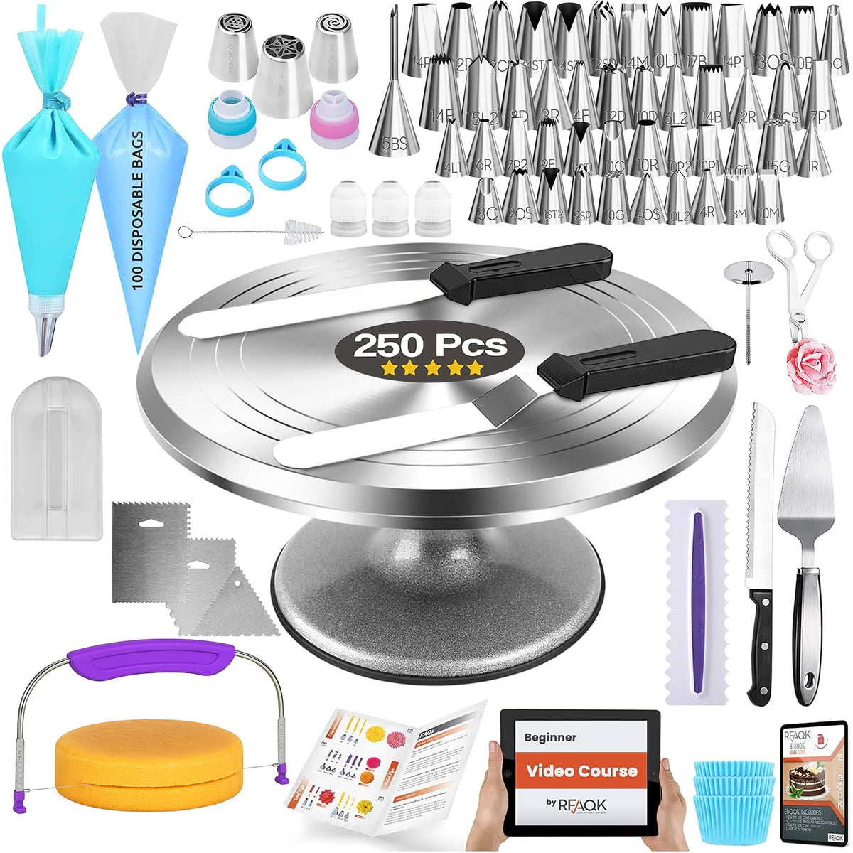 RFAQK 12-inch metal turntable for stable icing rotations