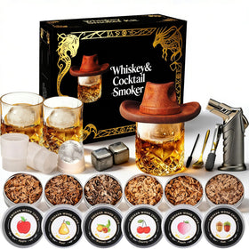 RRuimu whiskey-smoker-kit-torch demonstrates aroma-infused cocktails.