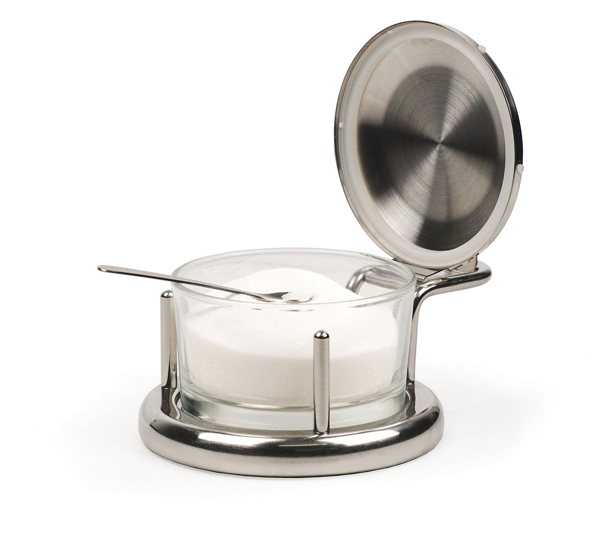 RSVP Endurance salt server with glass insert on kitchen counter for organized seasoning
