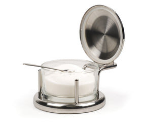 RSVP Endurance salt server with glass insert on kitchen counter for organized seasoning