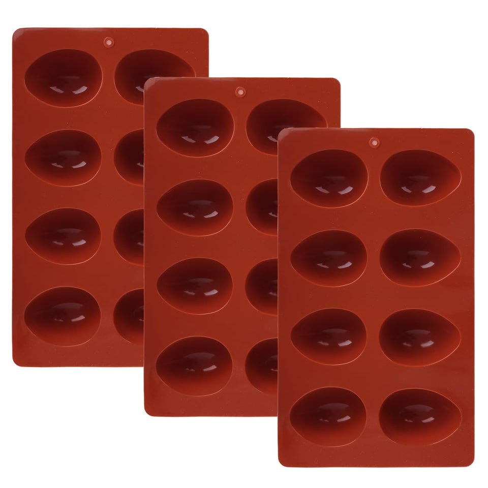 Rthjsfj Easter silicone egg molds set shown on white surface for versatile baking