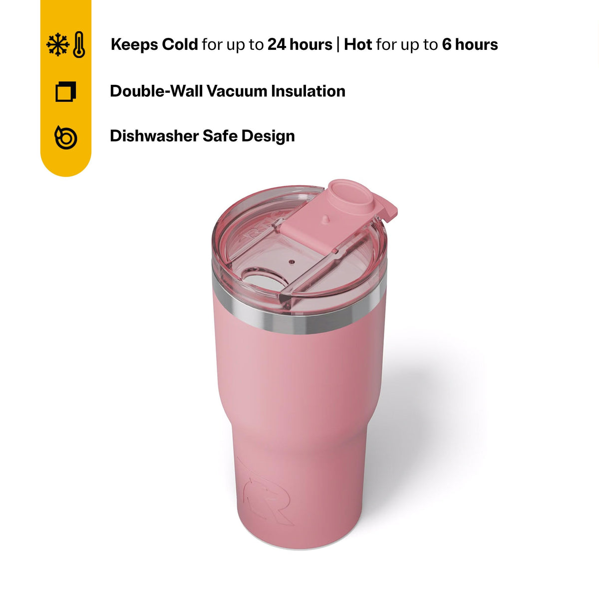 RTIC double-wall insulation keeps drinks cold for 24 hours.