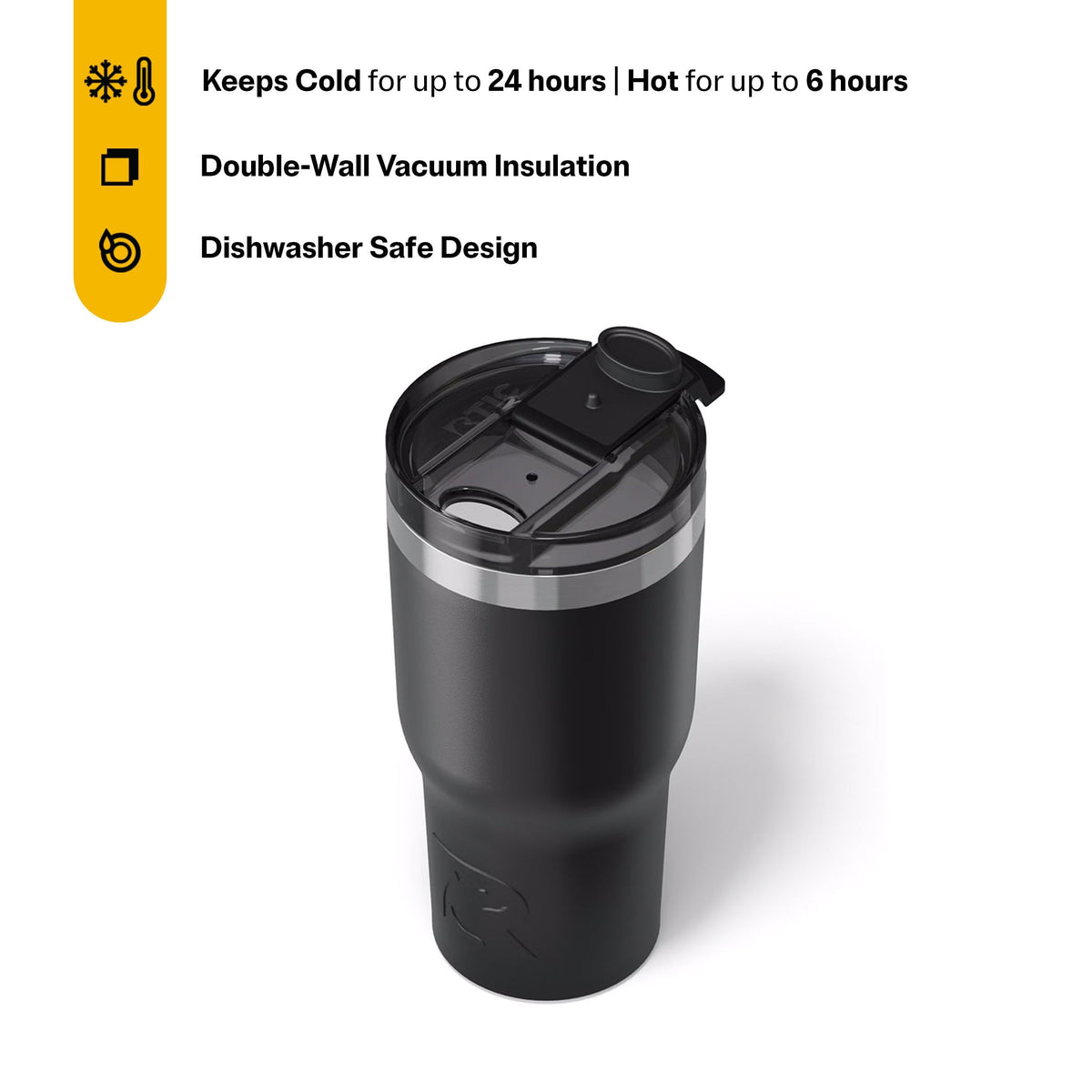 RTIC 20oz Essential Tumbler double-wall insulation keeps drinks cold longer.