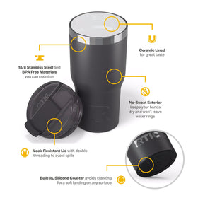 RTIC 20oz Essential Tumbler with leak-resistant lid prevents spills on the go.