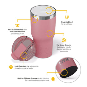 RTIC leak-resistant lid prevents spills during travel.