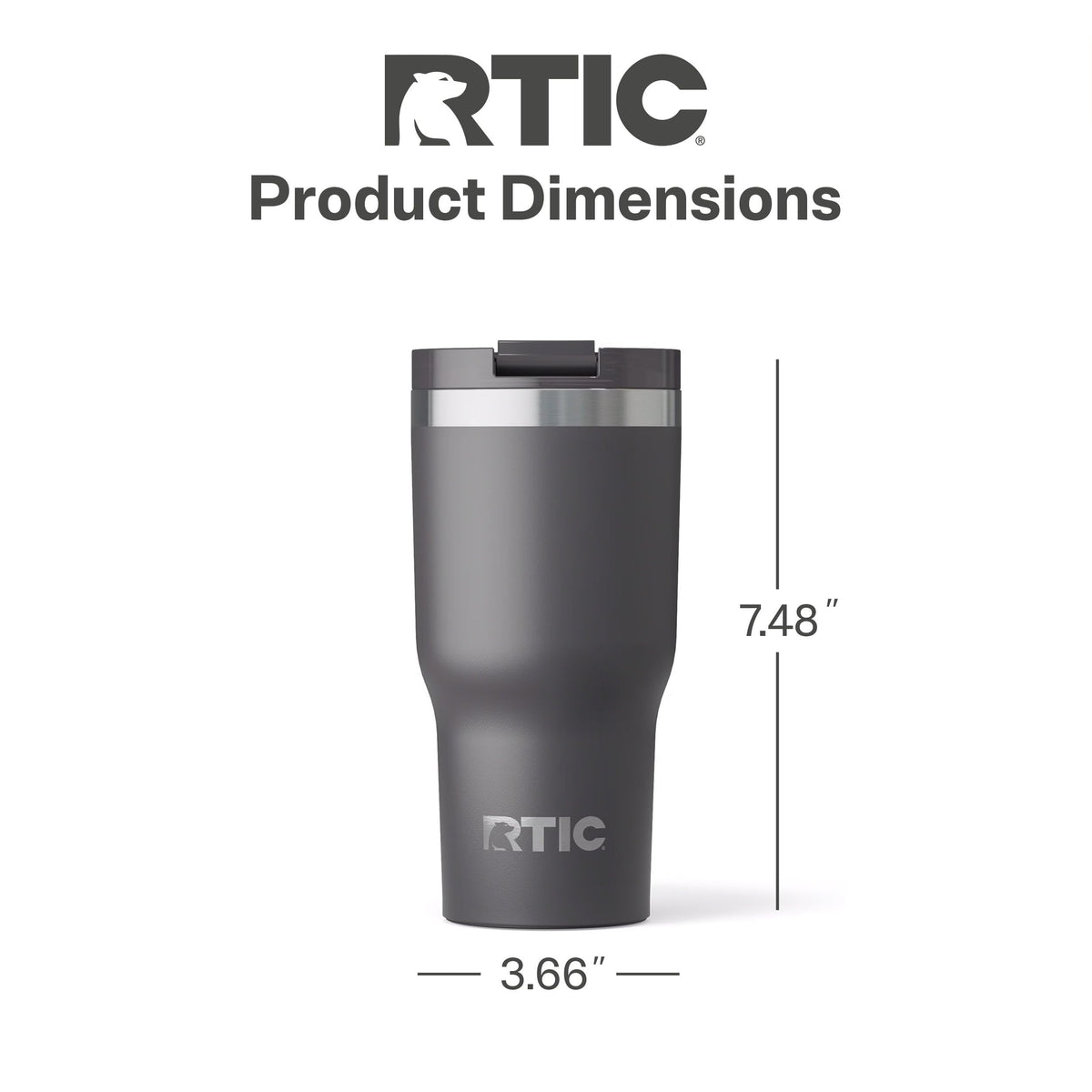 RTIC 20oz Essential Tumbler with wide mouth for easy cleaning and ice addition.