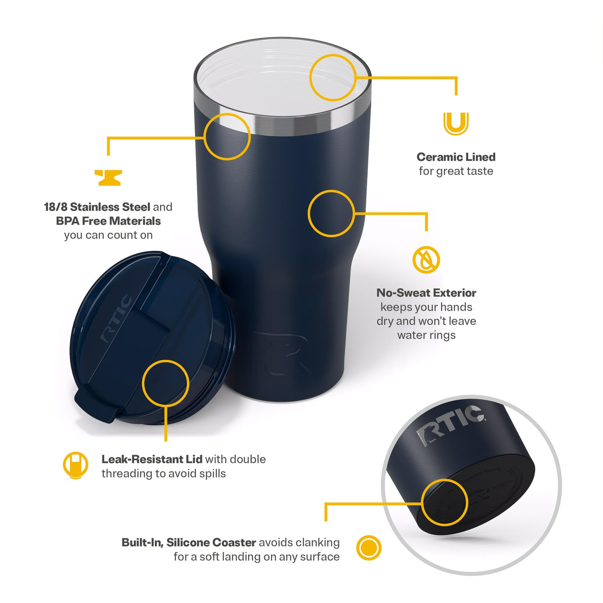 RTIC 30oz Essential Tumbler 18/8 stainless steel durability