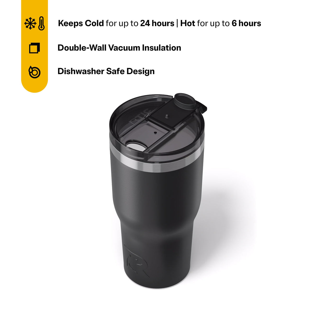 RTIC 30oz Essential Tumbler double-wall insulation keeps beverages cold or hot.