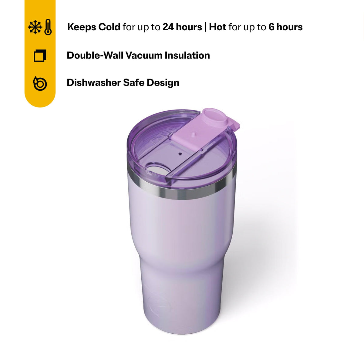 RTIC 30oz Essential Tumbler lavender glitter ceramic lining inside for clean flavor