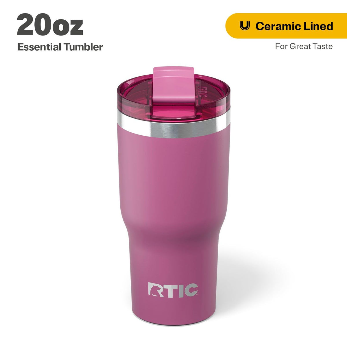 RTIC Essential Tumbler ceramic-lined interior keeps beverages fresh during travel.