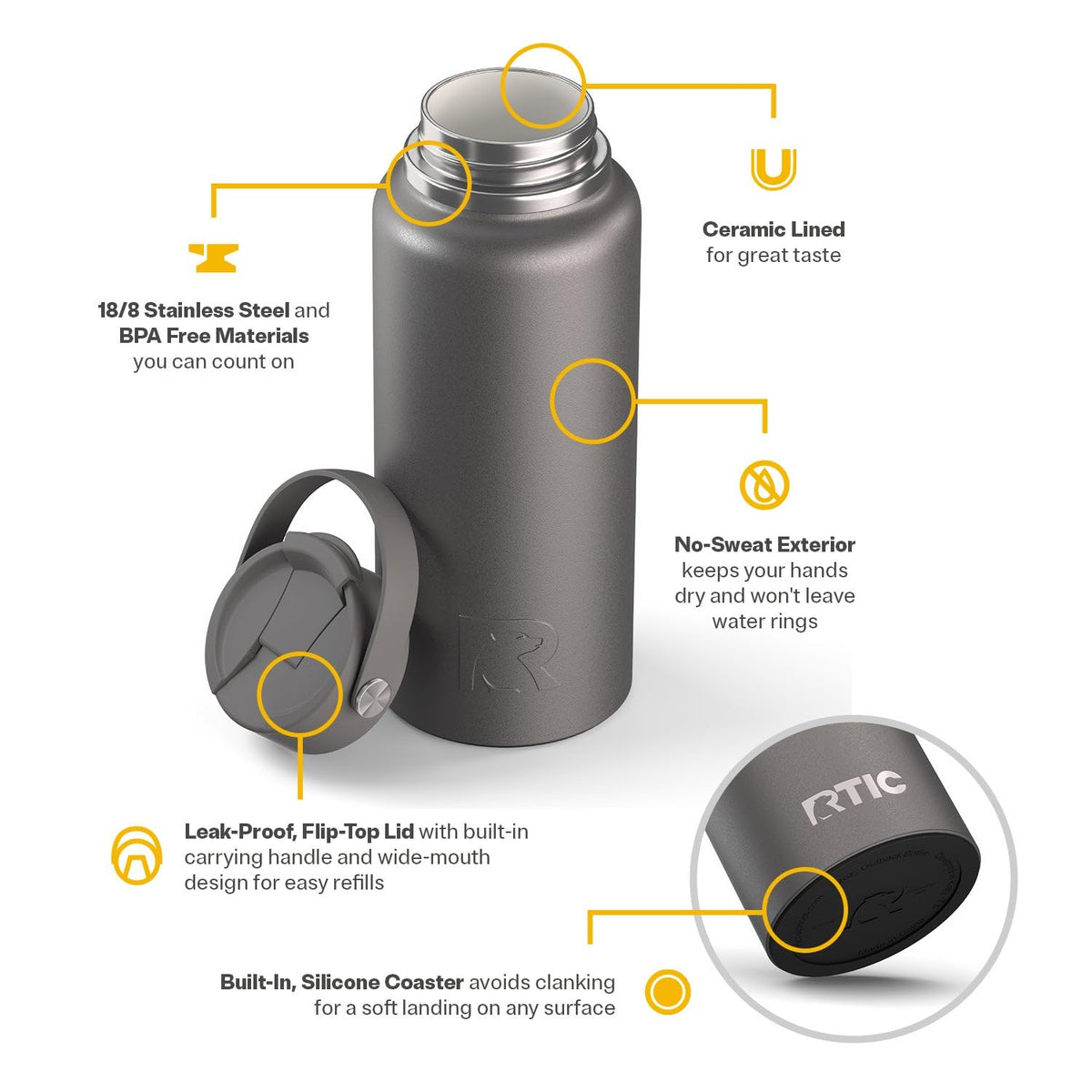 RTIC Outback bottle stainless steel construction for rugged outdoor use