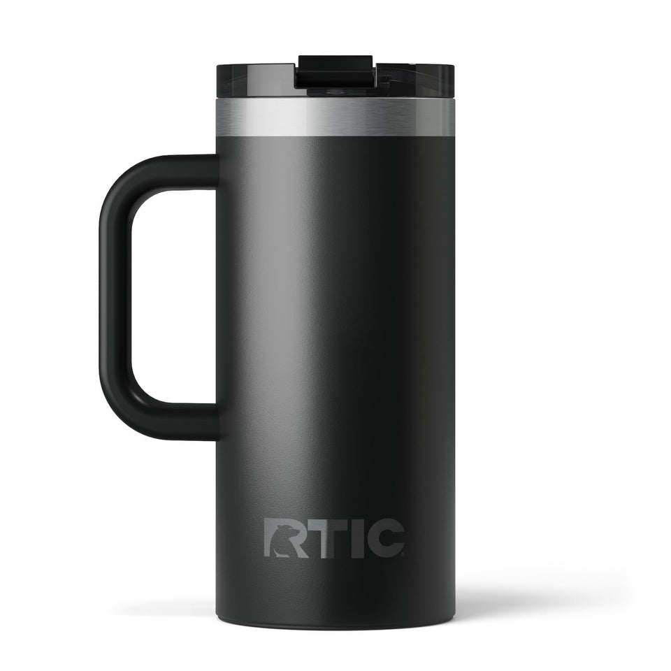 RTIC Road Trip Mug with ceramic-lined interior preserves flavor on the go.