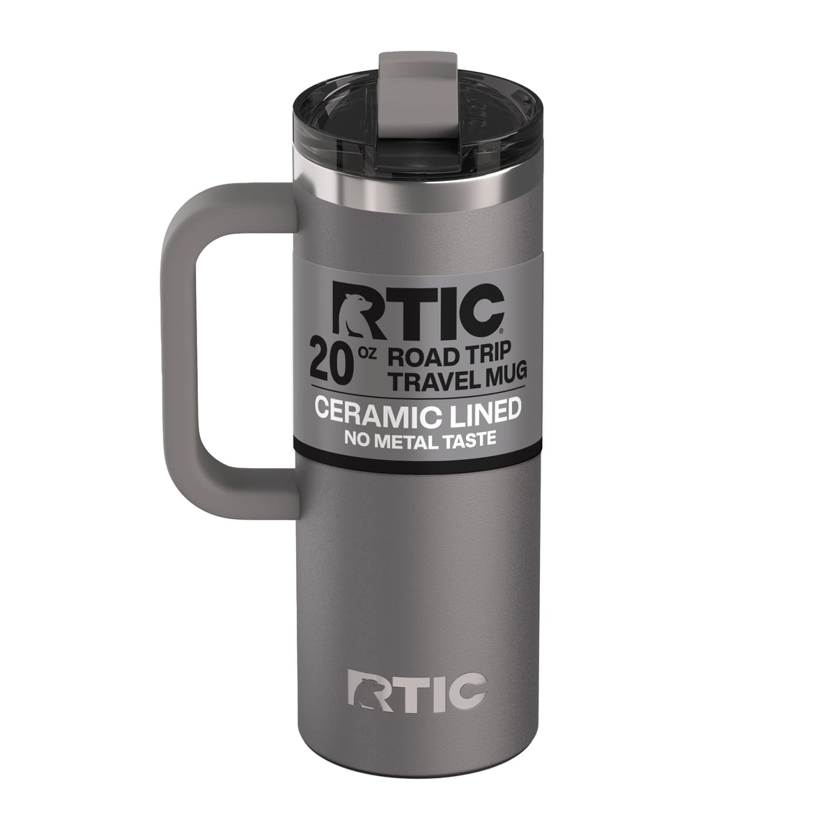 RTIC Road Trip Mug with graphite lid for leak-resistant on-the-go use