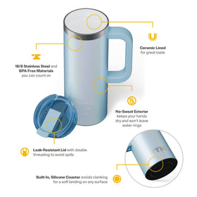 RTIC leak-resistant lid prevents spills during travel