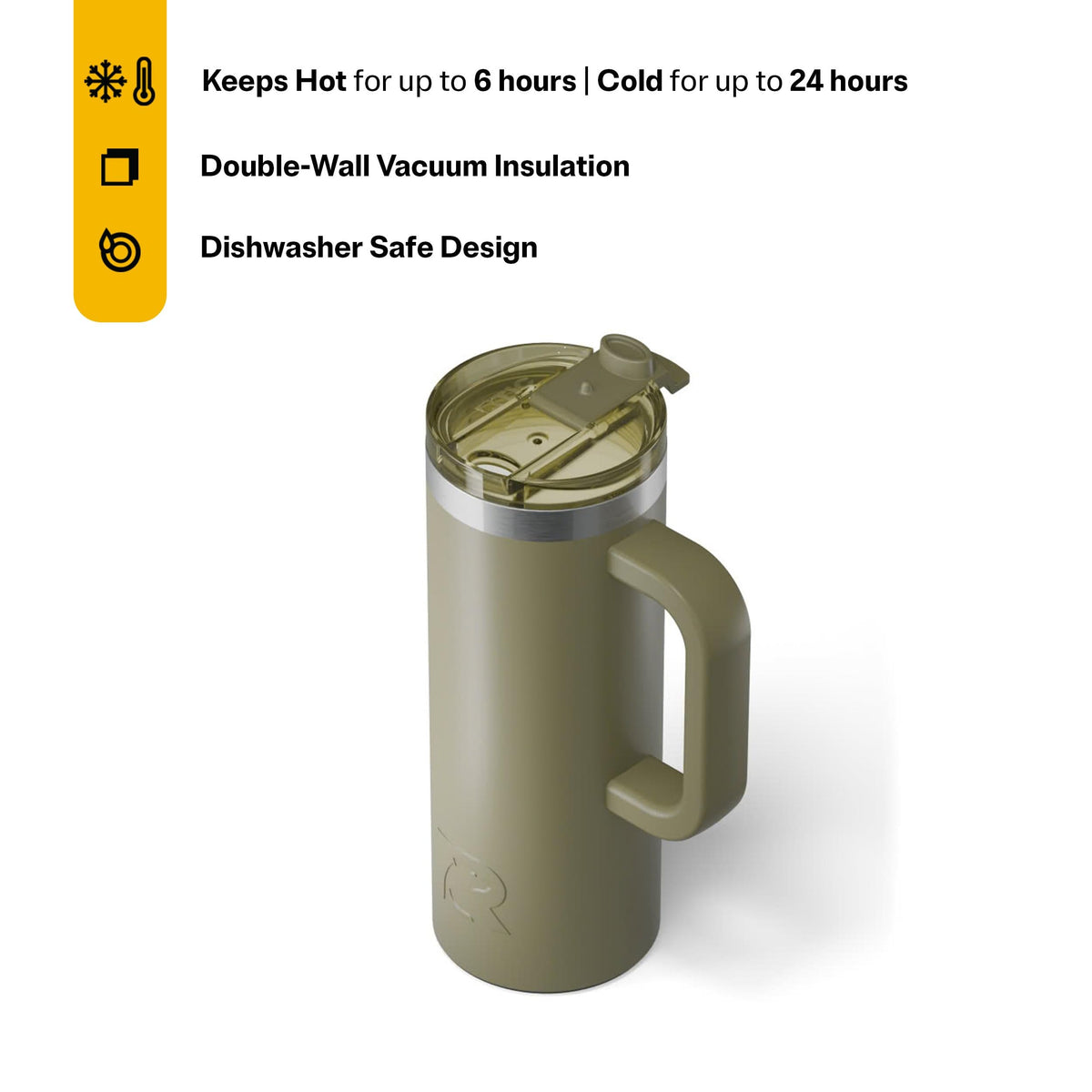 Ceramic-lined interior minimizes metallic taste for coffee or tea enjoyment.