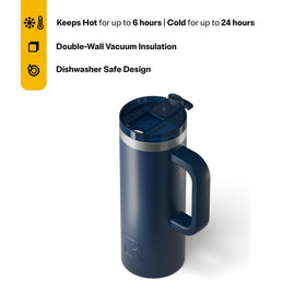 RTIC Road Trip Mug made of durable 18/8 stainless steel for rugged use.