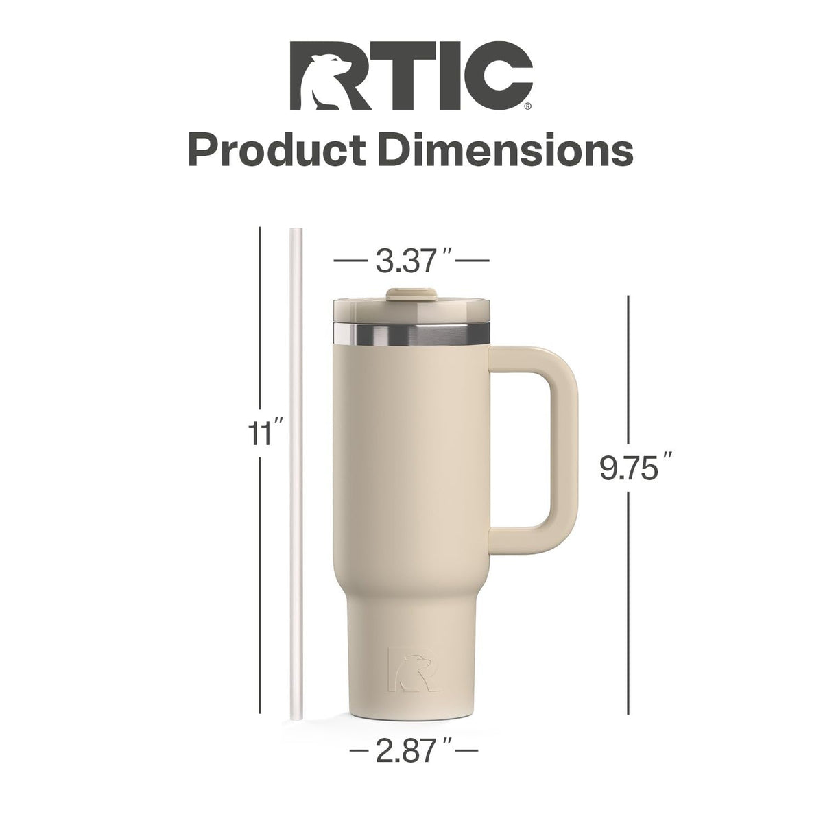 RTIC Road Trip Tumbler no-sweat exterior stays dry with ice.