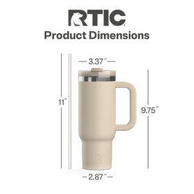 RTIC Road Trip Tumbler no-sweat exterior stays dry with ice.