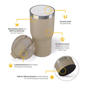 RTIC stainless steel construction delivers durable, long-lasting performance for everyday use.
