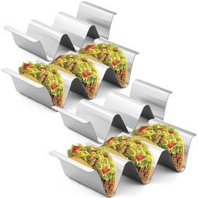 RTT taco-shell-holders elevate-tacos to prevent spills during filling and serving.