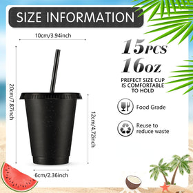 Rtteri 16oz glitter tumbler with lid and straw for travel and entertaining