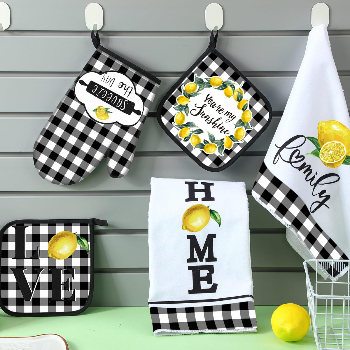 Rtteri buffalo plaid letters design adds rustic charm and homey ambiance to the kitchen.