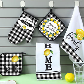 Rtteri buffalo plaid letters design adds rustic charm and homey ambiance to the kitchen.