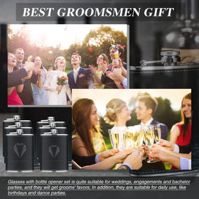 Rtteri 6-piece gift set of flasks, sophisticated groomsmen keepsakes