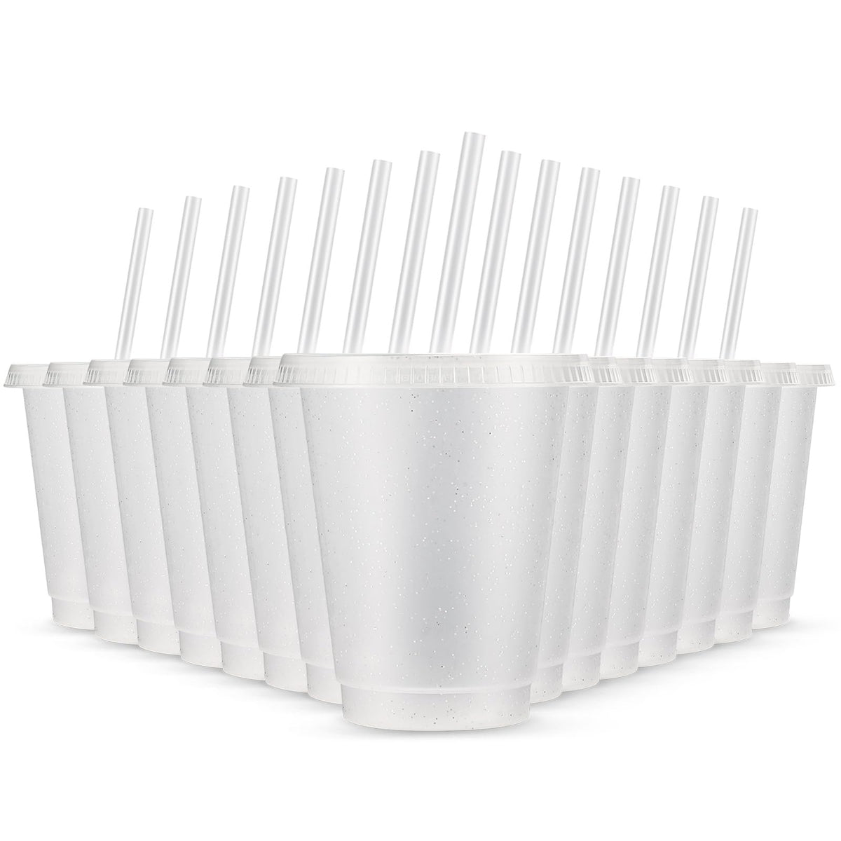 Rtteri glitter tumbler 16oz with clear lid and straw for easy party beverages.