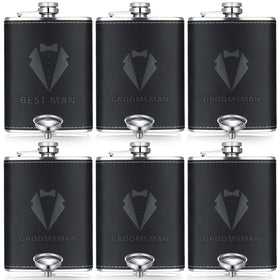 Rtteri groomsman flask 8 oz with black tuxedo design, ideal wedding keepsake